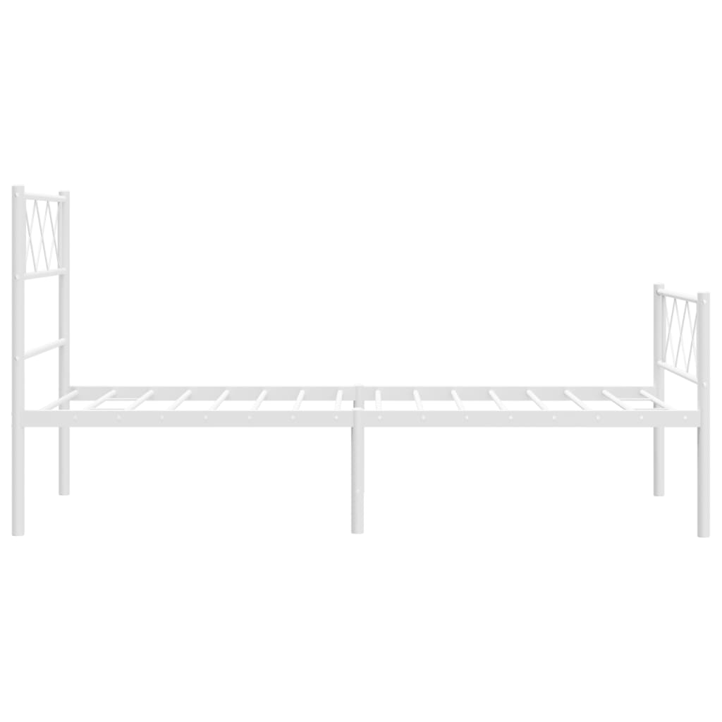 Metal Bed Frame without Mattress with Footboard White 39.4"x78.7"