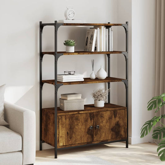 Bookcase 3-Tier Smoked Oak 27.6"x11.8"x43.1" Engineered Wood