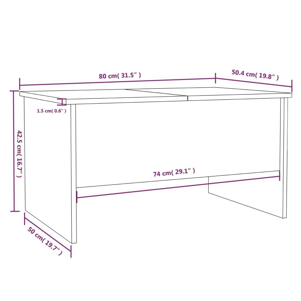 Coffee Table Sonoma Oak 31.5"x19.7"x16.7" Engineered Wood