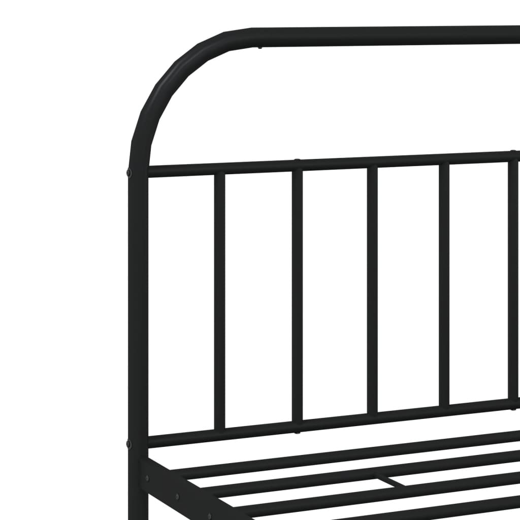 Metal Bed Frame without Mattress with Headboard Black 76"x79.9"