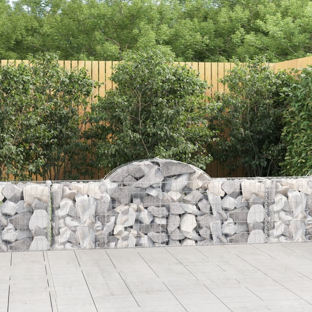 Arched Gabion Baskets 2 pcs 78.7"x11.8"x23.6"/31.5" Galvanized Iron