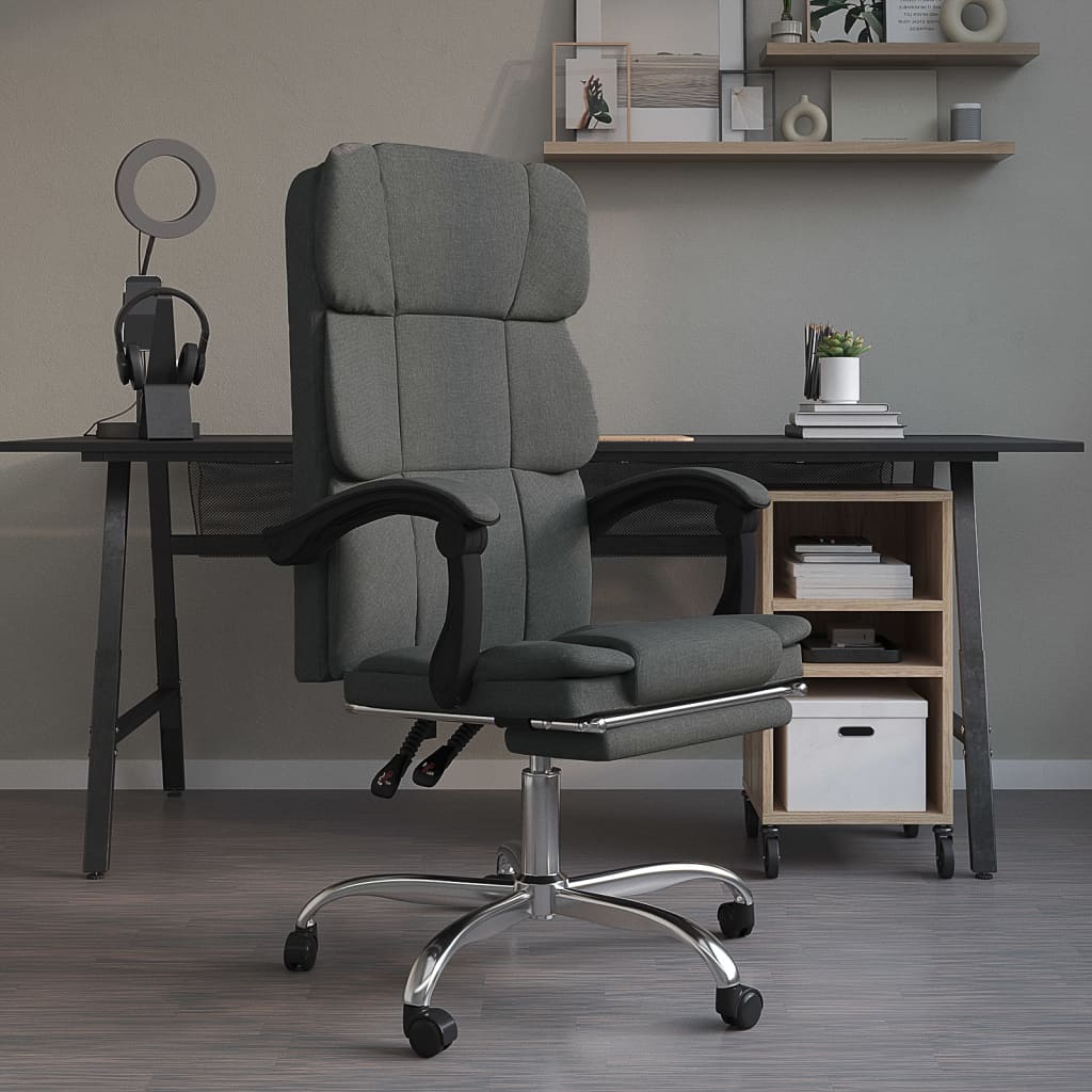 Reclining Office Chair Light Gray Fabric