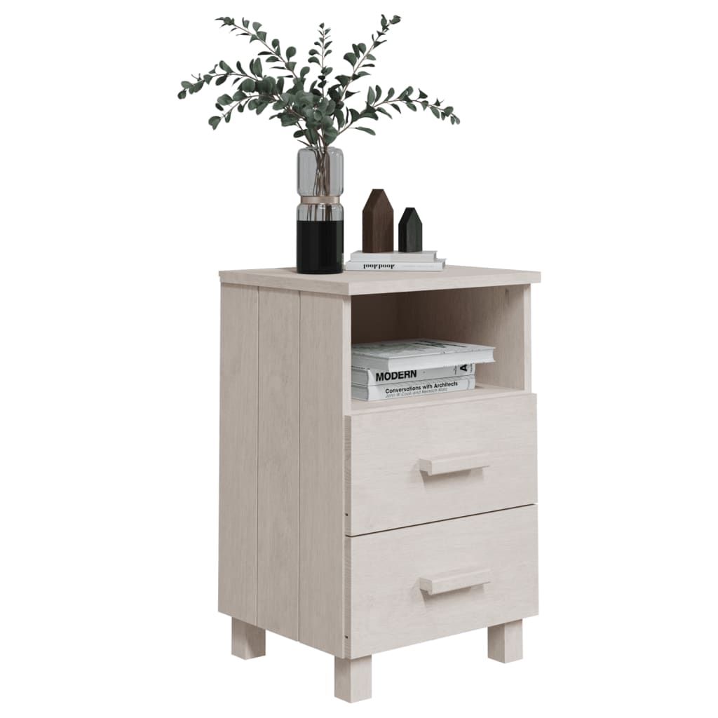 Bedside Cabinet HAMAR White 15.7"x13.8"x24.4" Solid Wood Pine