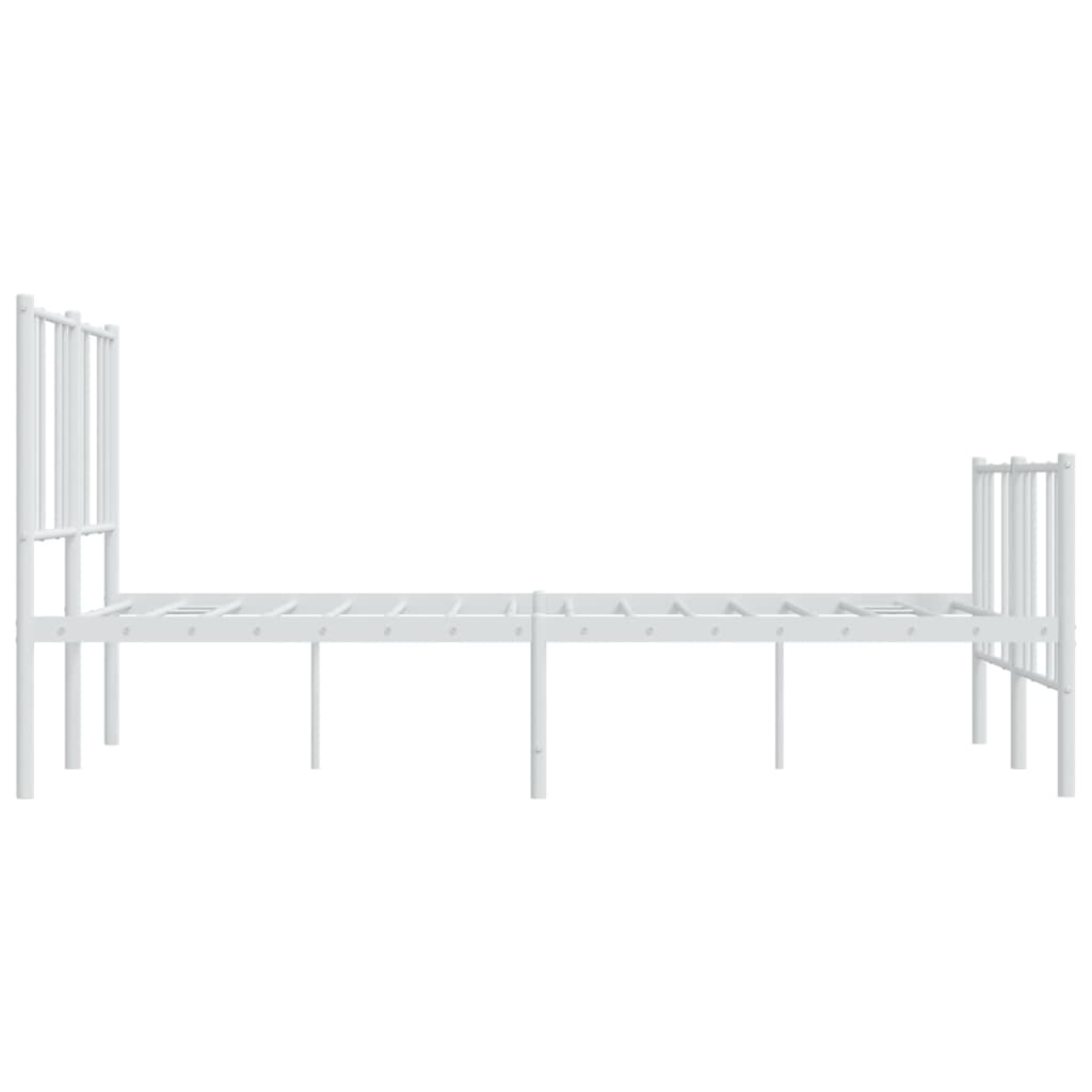 Metal Bed Frame without Mattress with Footboard White 59.1"x78.7"