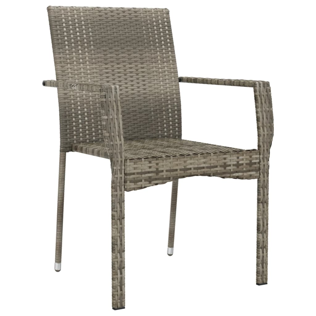 Patio Chairs with Cushions 2 pcs Poly Rattan Gray