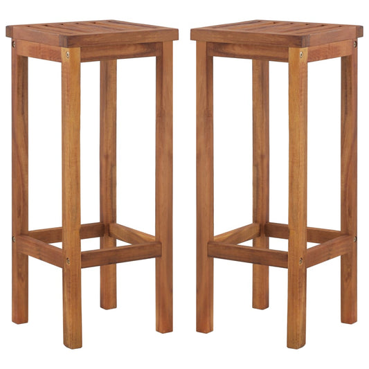 Bar Chairs 2 pcs Solid Acacia Wood