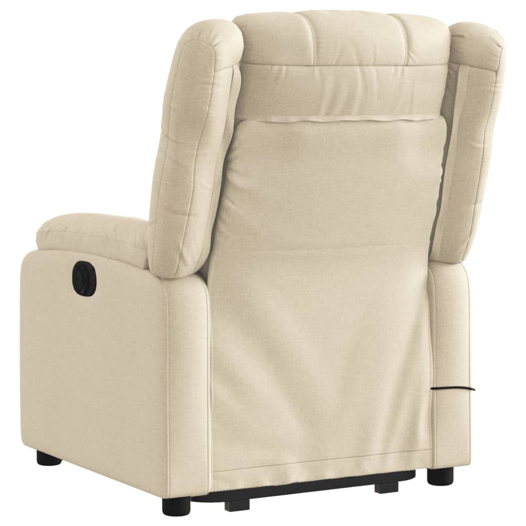 Electric Stand up Massage Recliner Chair Cream Fabric