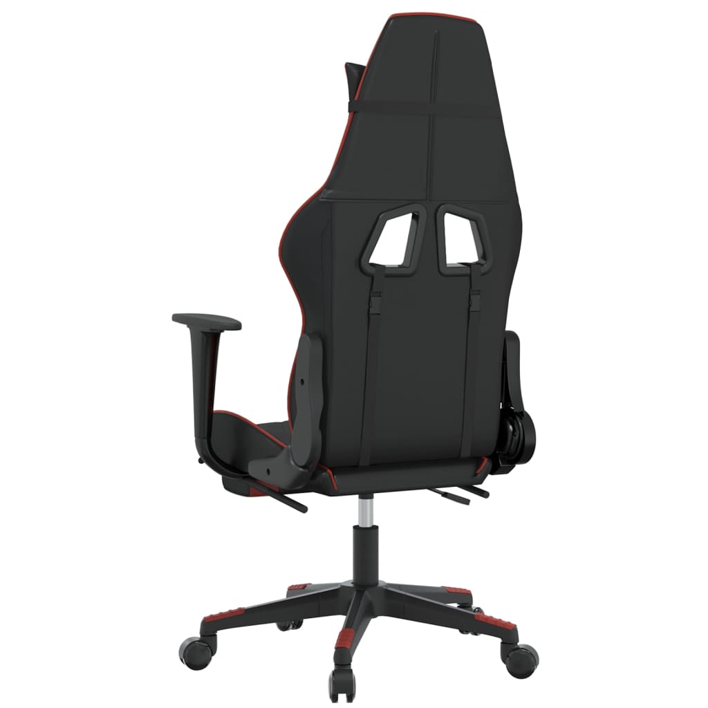 Gaming Chair with Footrest Black and Red Faux Leather