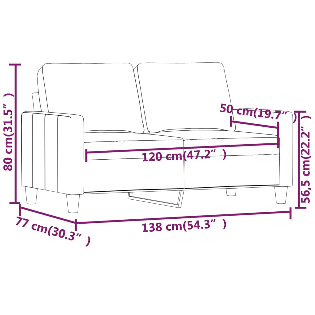 2-Seater Sofa Cappuccino 47.2" Faux Leather