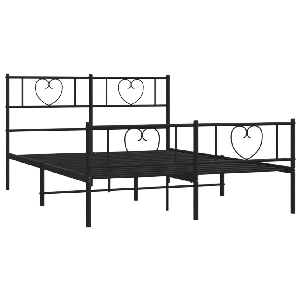 Metal Bed Frame without Mattress with Footboard Black 59.1"x78.7"