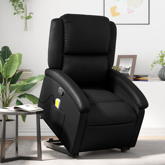 Stand up Massage Recliner Chair Black Faux Leather