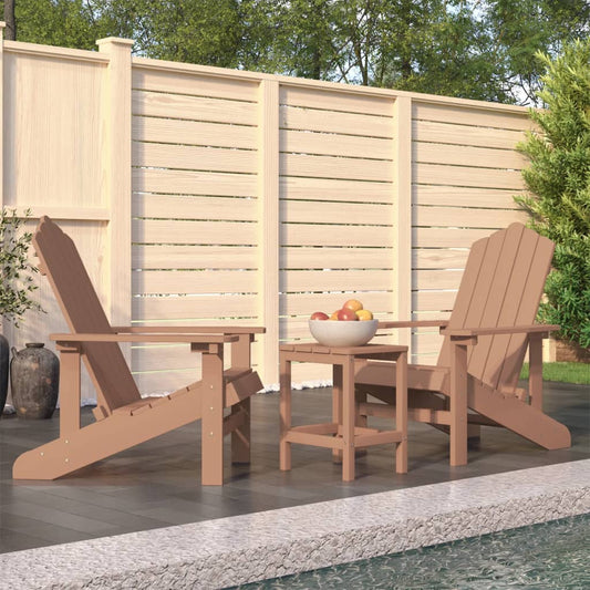 Patio Adirondack Chairs with Table HDPE Brown