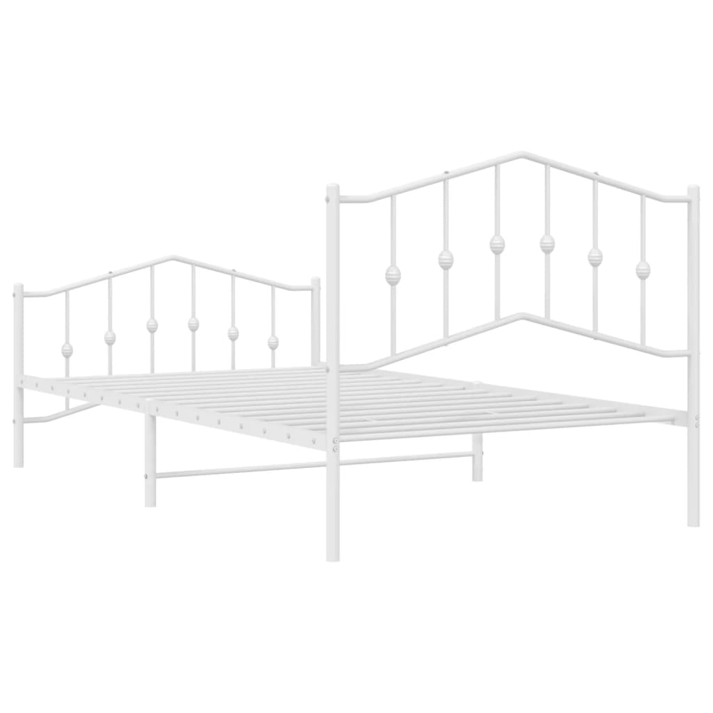 Metal Bed Frame without Mattress with Footboard White 39.4"x78.7"