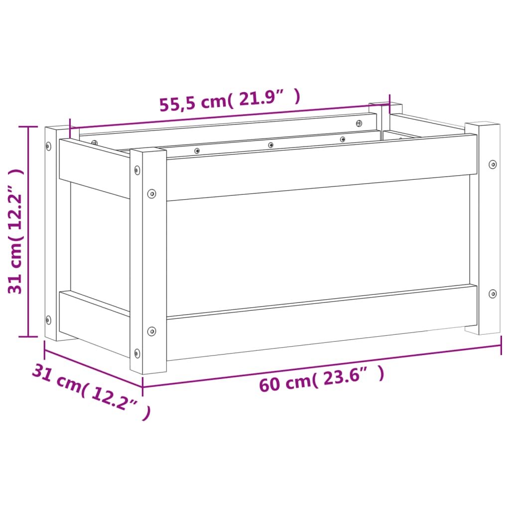 Garden Planter Wax Brown 23.6"x12.2"x12.2" Solid Wood Pine