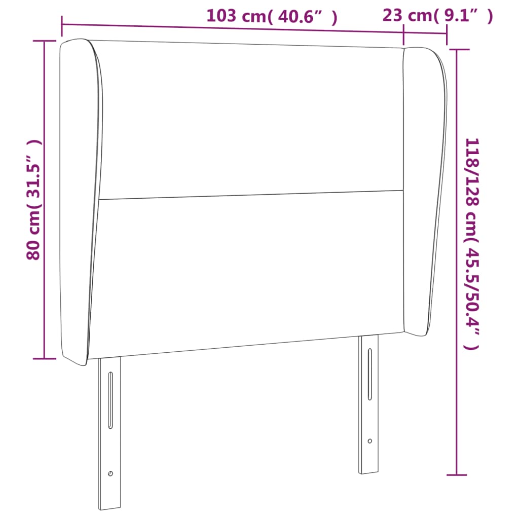 Headboard with Ears Black 40.6"x9.1"x46.5"/50.4" Faux Leather