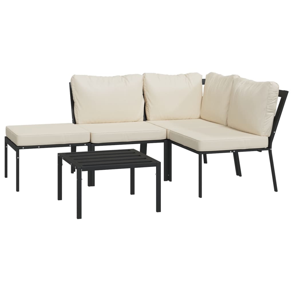 5 Piece Patio Lounge Set with Sand Cushions Steel