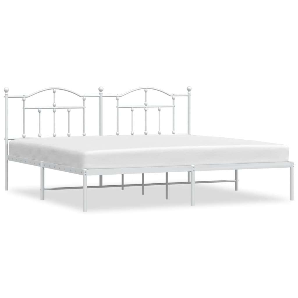 Metal Bed Frame without Mattress with Headboard White 76"x79.9"