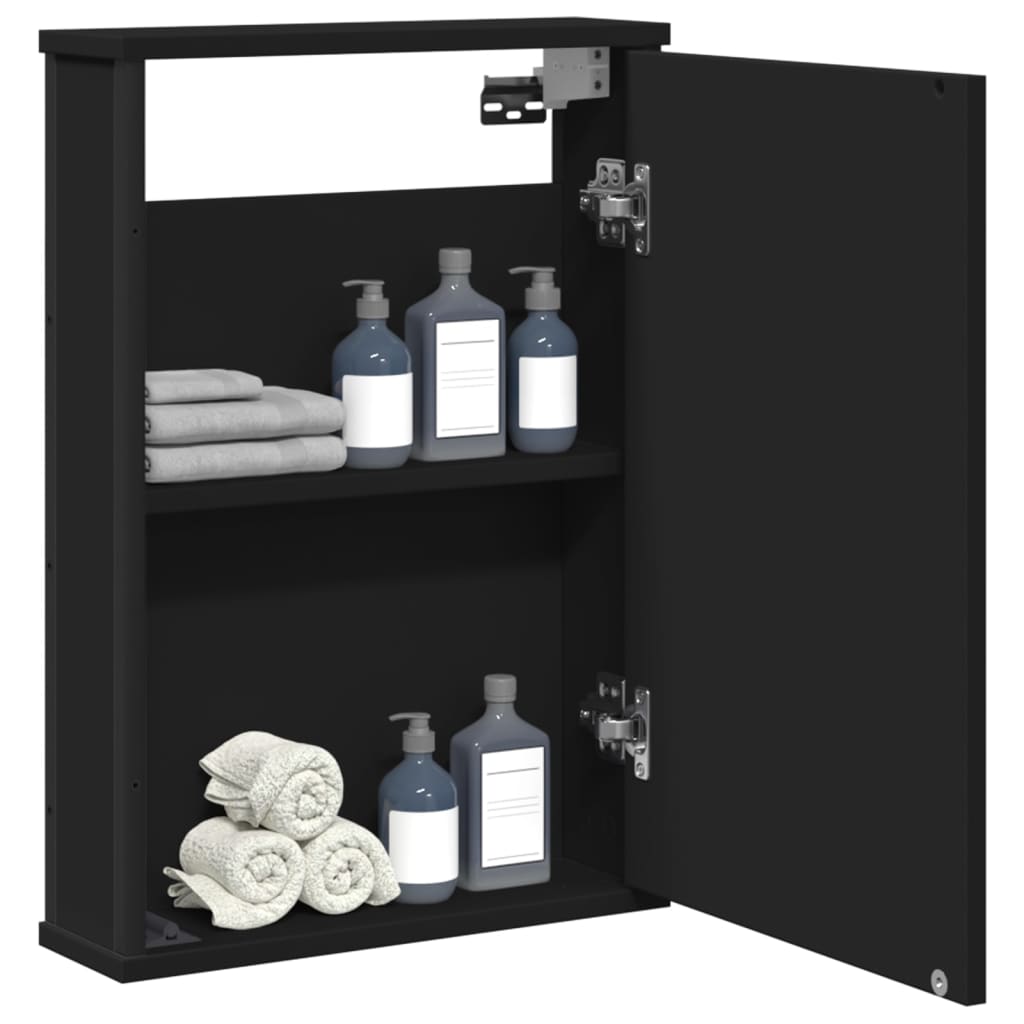 Bathroom Mirror Cabinet Black 16.5"x4.7"x23.6" Engineered Wood