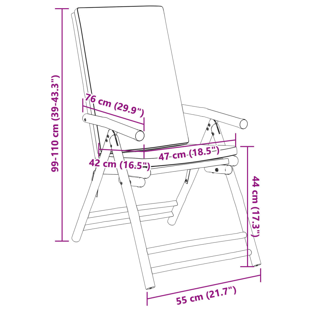 Folding Bistro Chairs 2 pcs with Cushions Bamboo