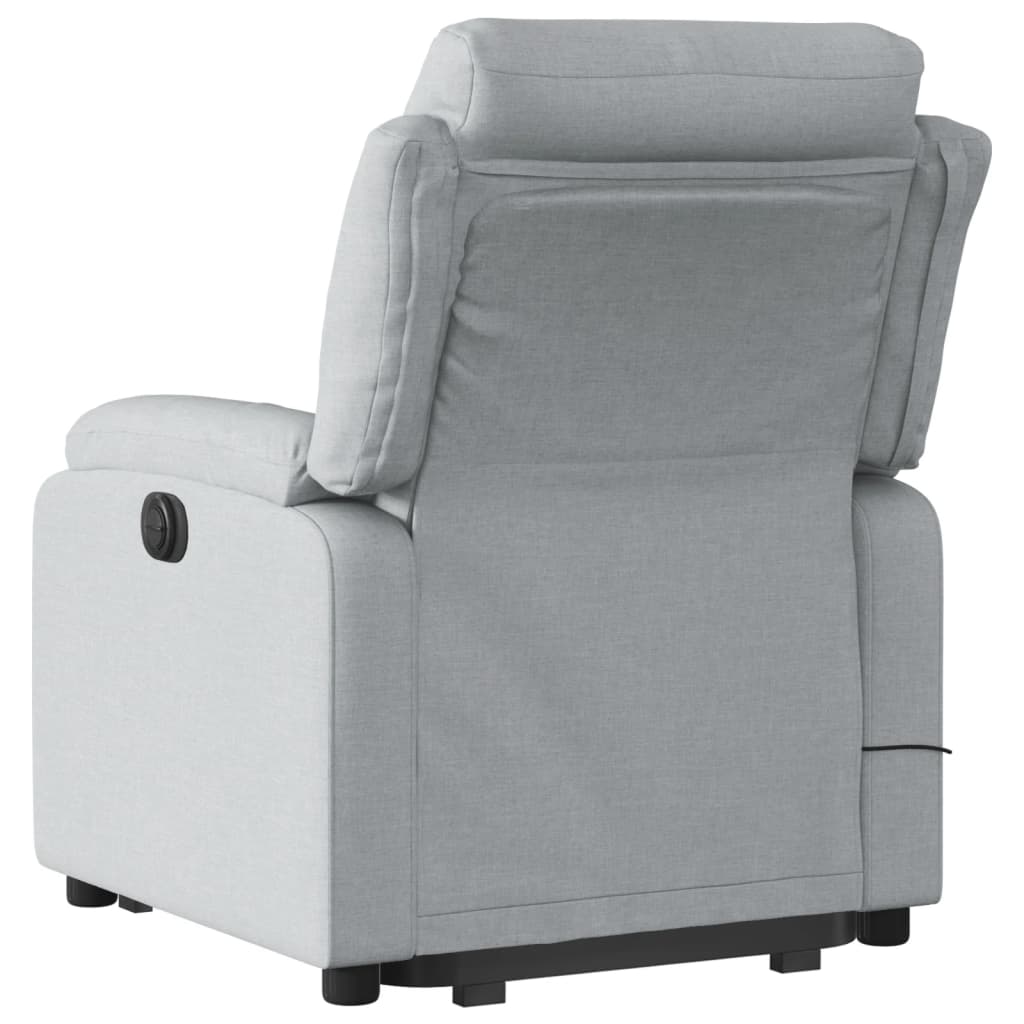 Electric Stand up Massage Recliner Chair Light Gray Fabric