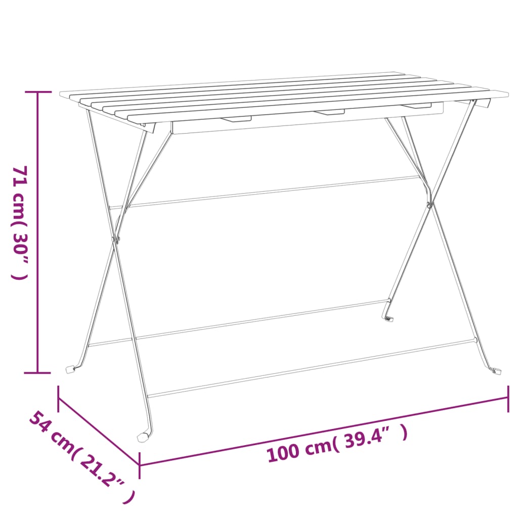 5 Piece Folding Bistro Set Solid Wood Acacia and Steel