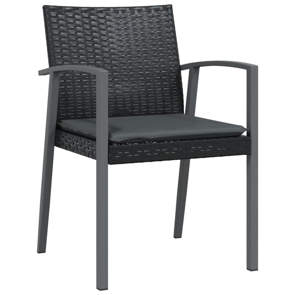 Patio Chairs with Cushions 2 pcs Black 22.2"x22.4"x32.7" Poly Rattan