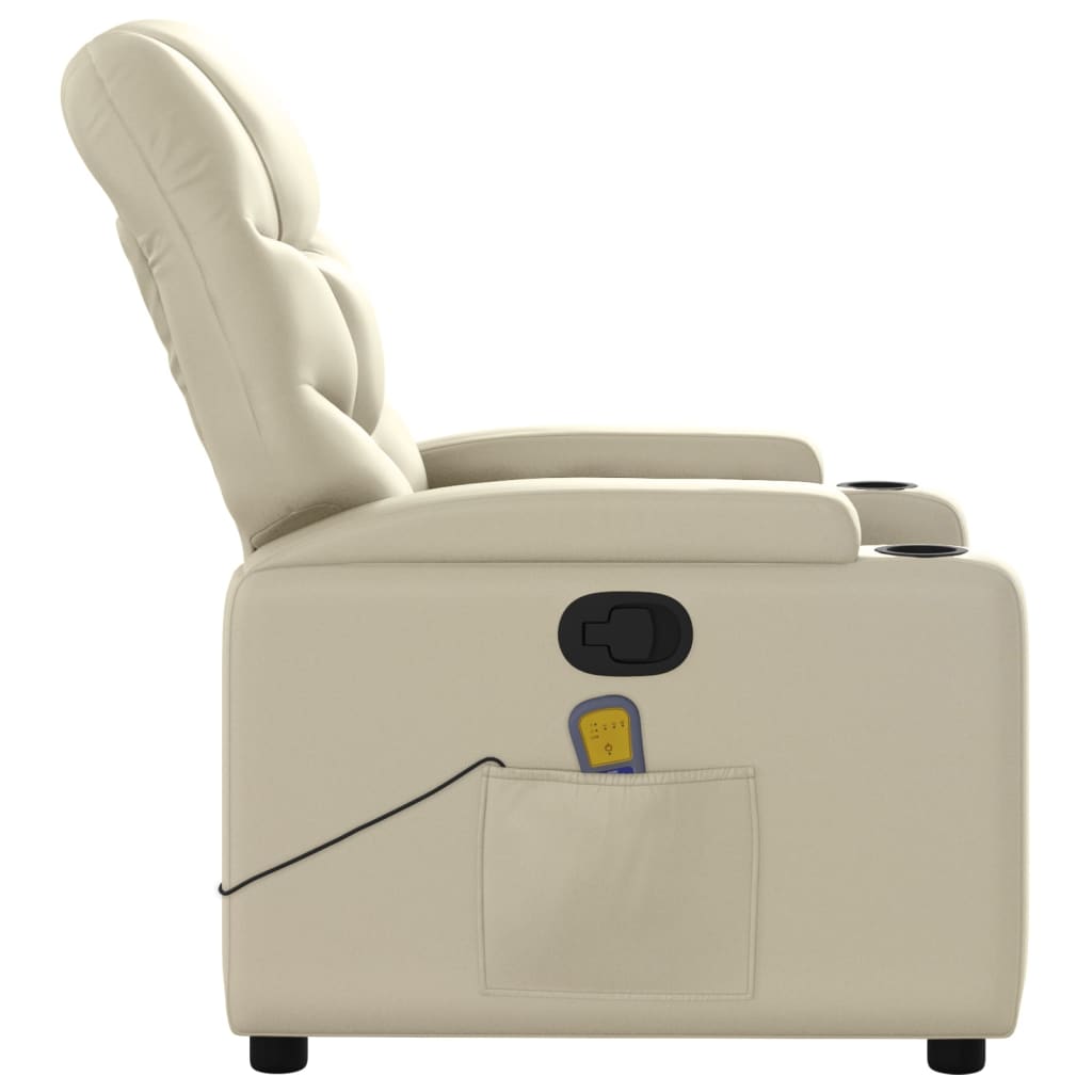 Massage Recliner Chair Cream Faux Leather