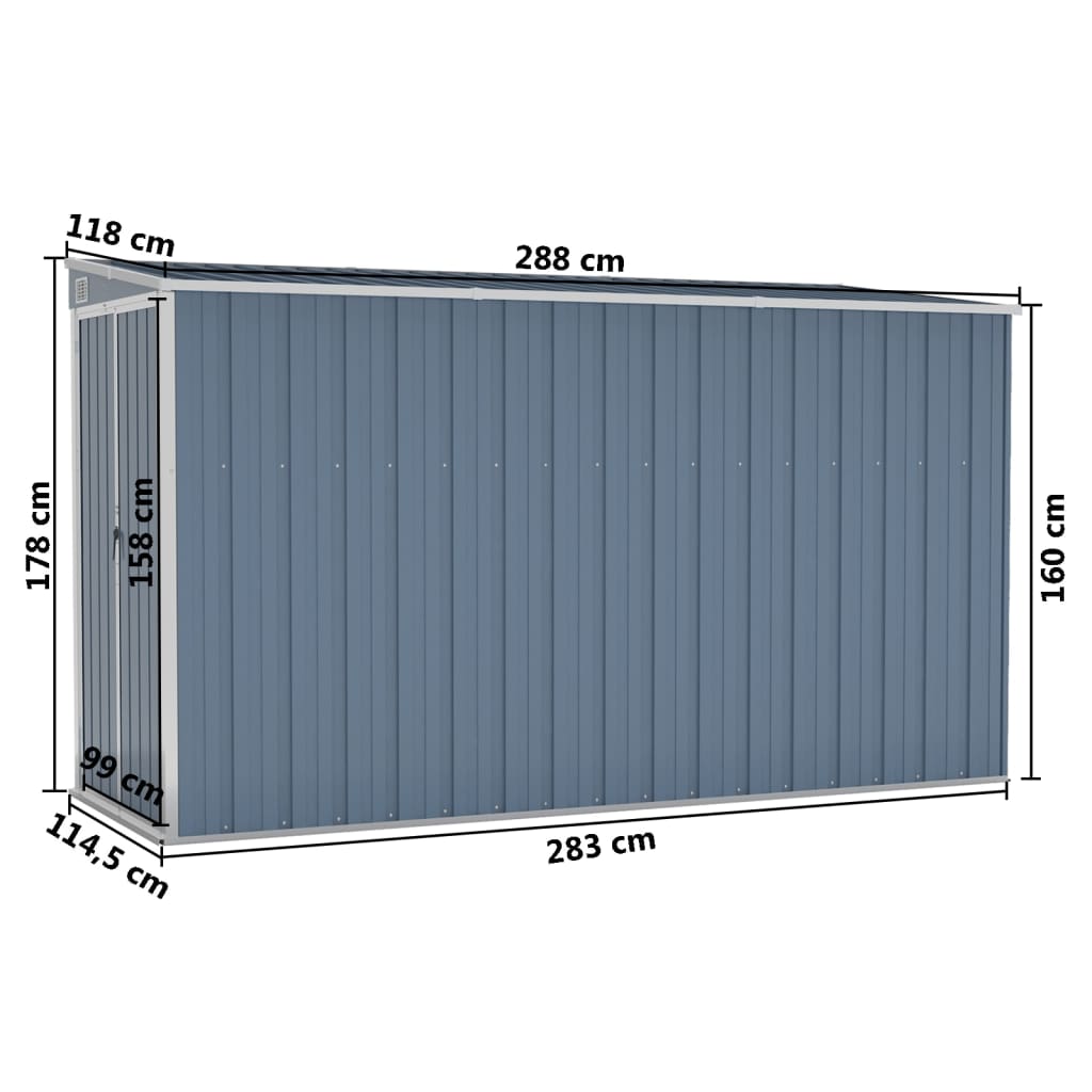 Wall-mounted Garden Shed Gray 46.5"x113.4"x70.1" Galvanized Steel