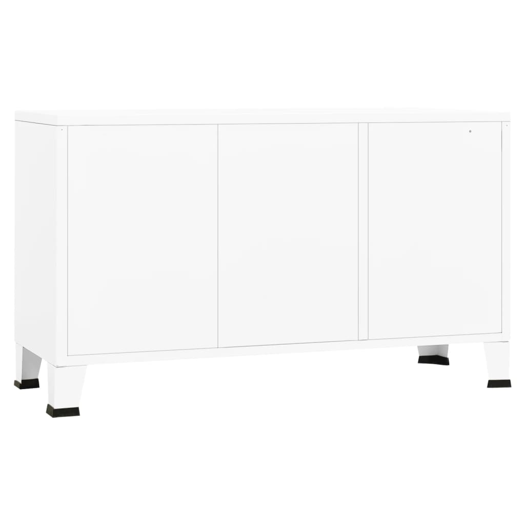 Industrial Sideboard White 41.3"x13.8"x24.4" Metal and Glass