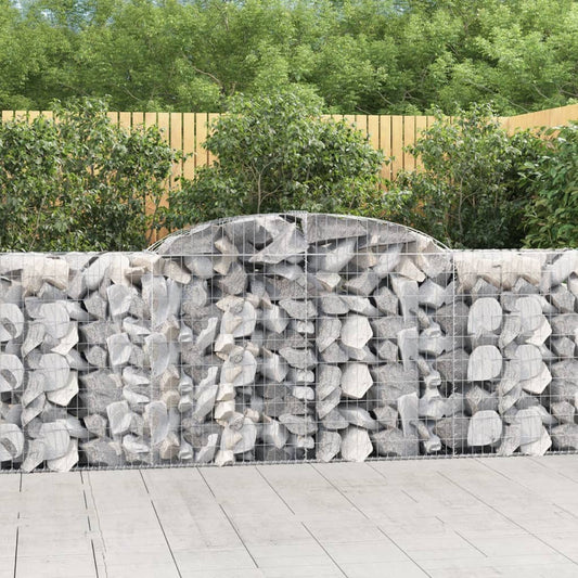 Arched Gabion Baskets 7 pcs 118.1"x19.7"x39.4"/47.2" Galvanized Iron