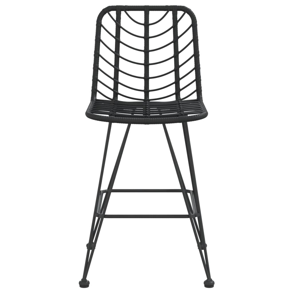 Bar Stools 2 pcs Black 17.7"x22"x40.7" PE Rattan and Steel