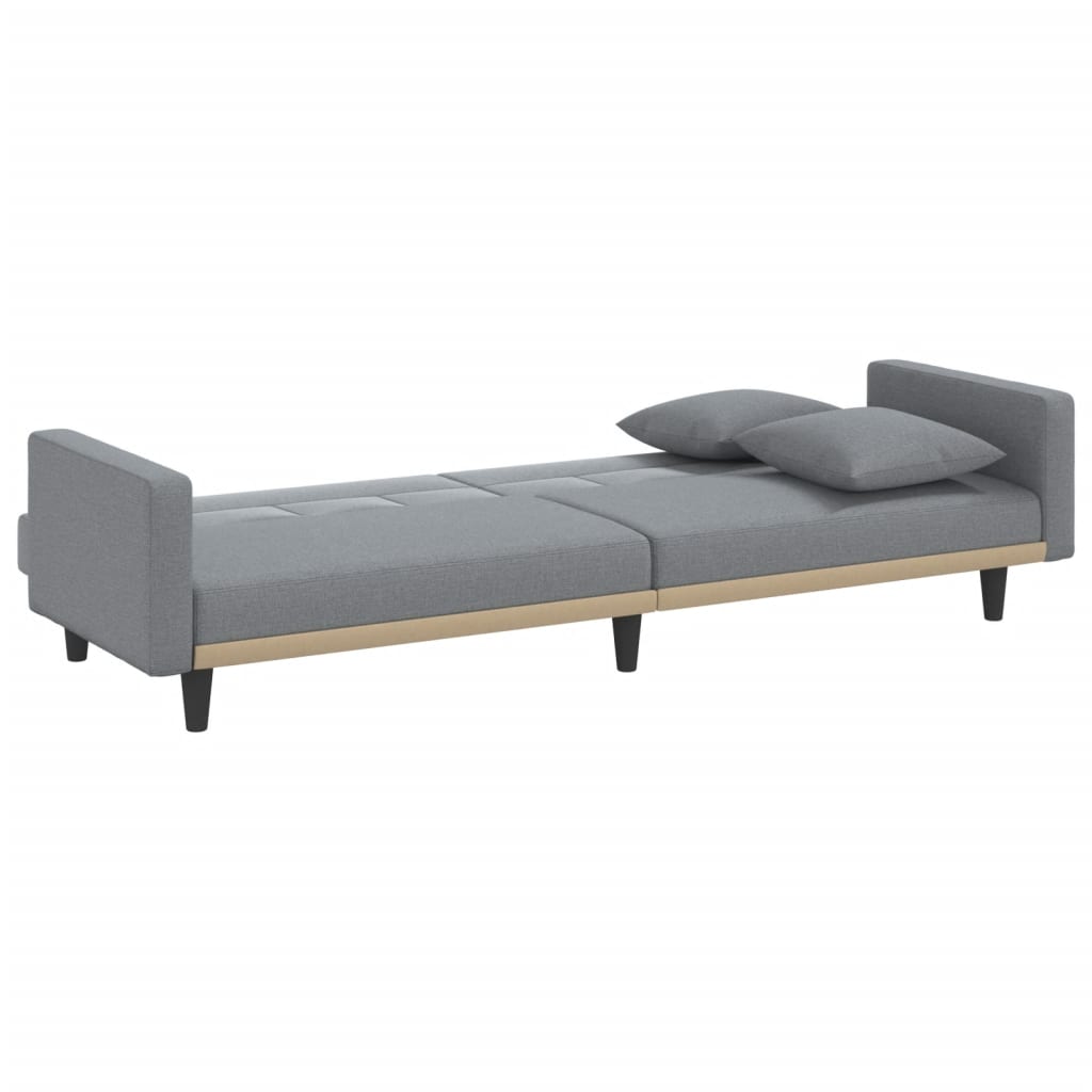 Sofa Bed with Cushions Light Gray Fabric