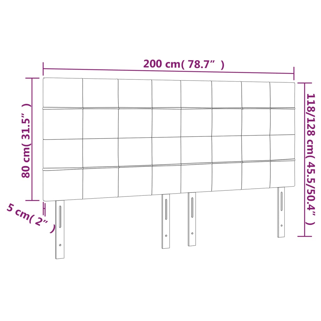 Headboards 4 pcs Light Gray 39.4"x2"x30.7"/34.6" Fabric