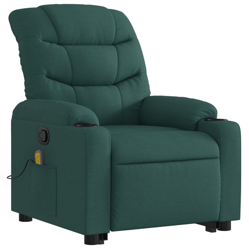 Stand up Massage Recliner Chair Dark Green Fabric