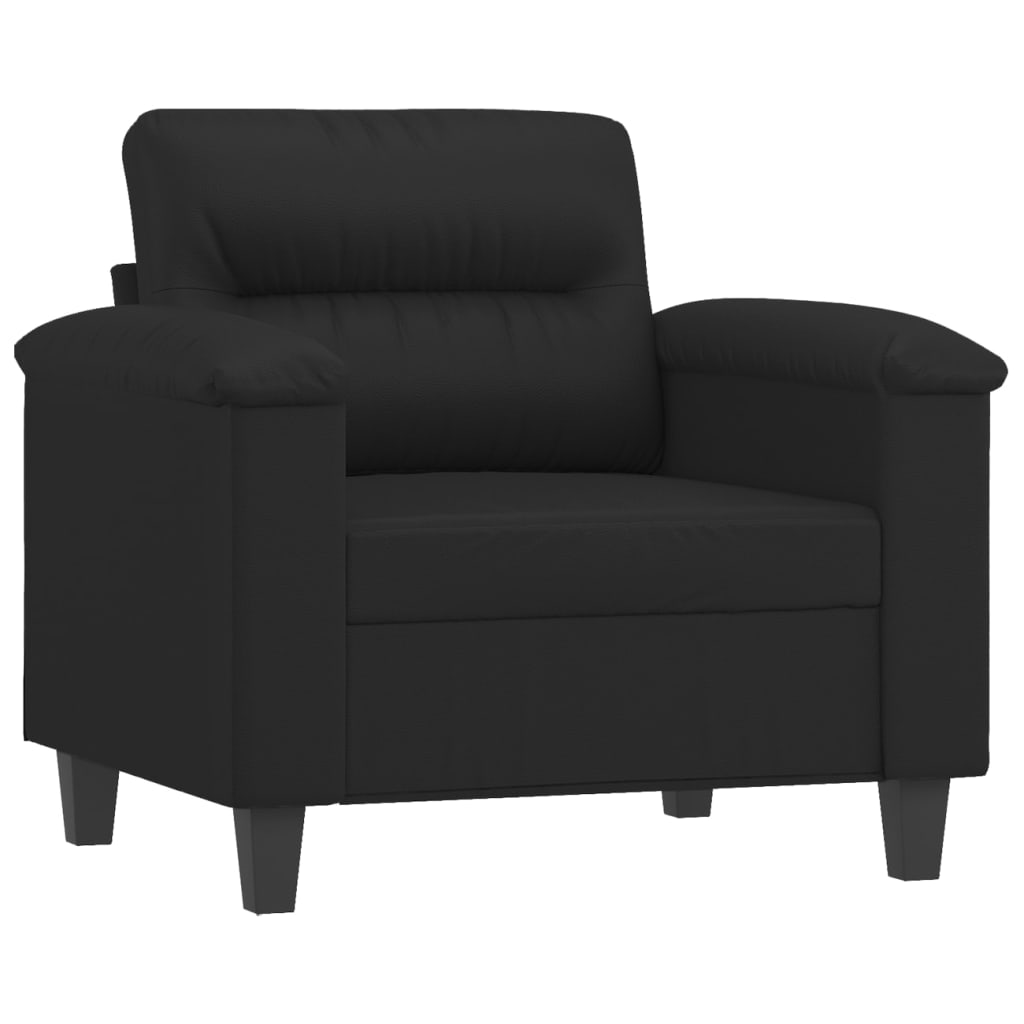 Sofa Chair with Footstool Black 23.6" Faux Leather