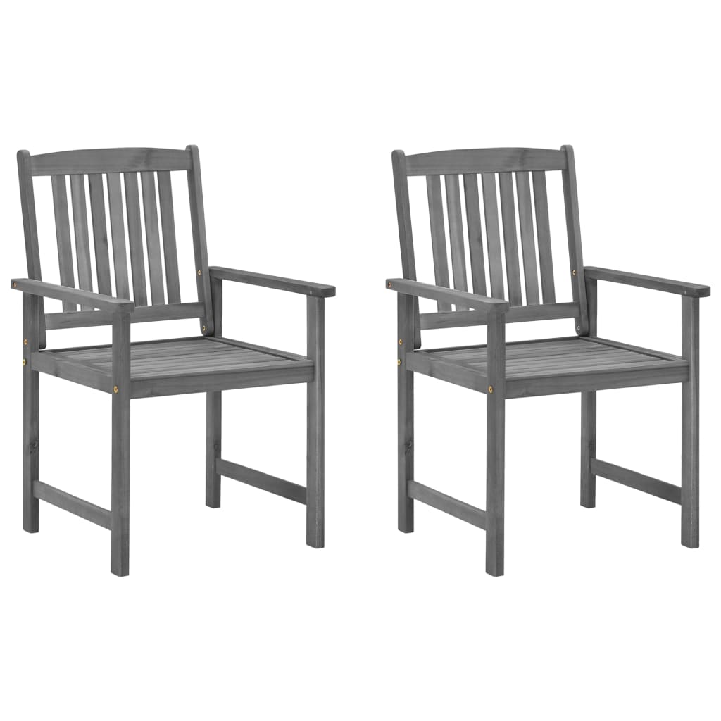 Patio Chairs with Cushions 2 pcs Gray Solid Acacia Wood