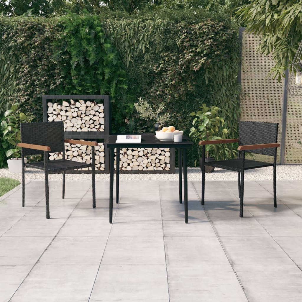 3 Piece Patio Dining Set Black