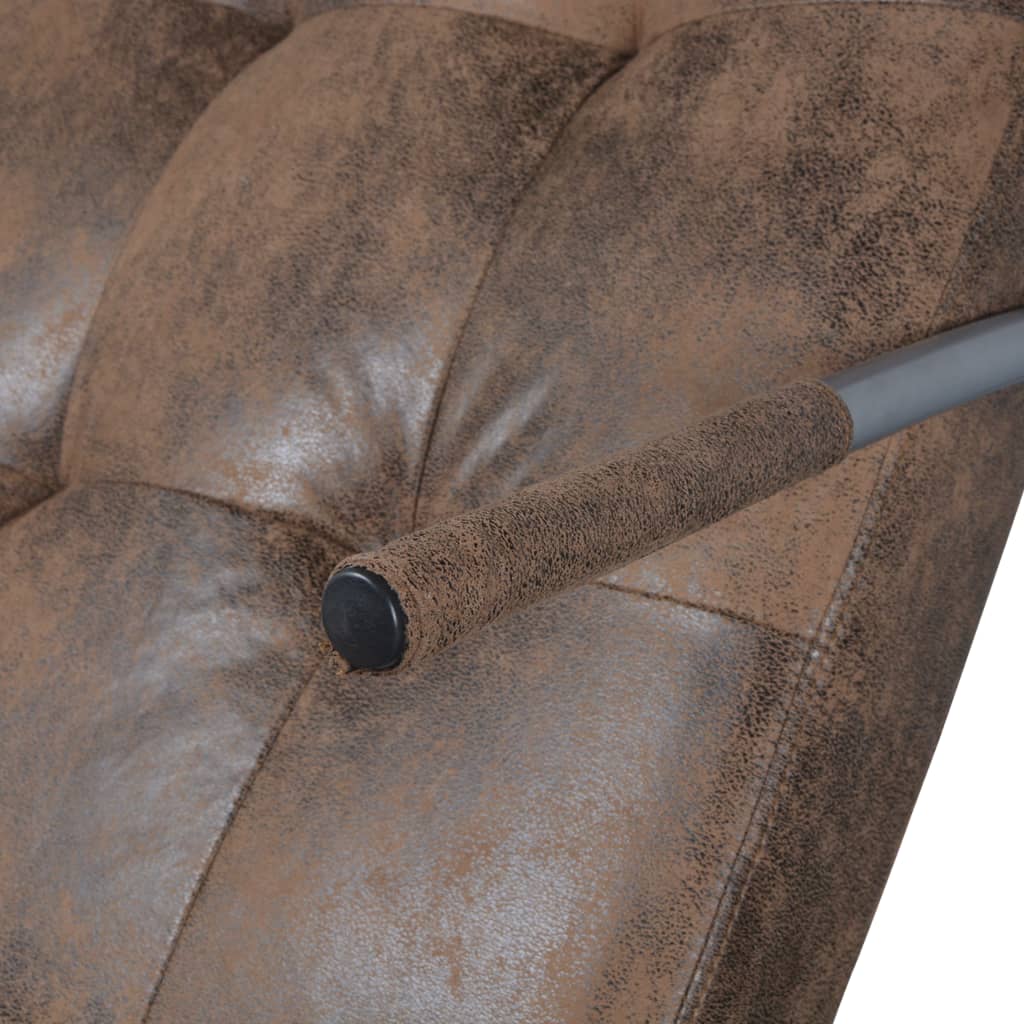 Chaise Longue with Pillow Brown Suede Look Fabric