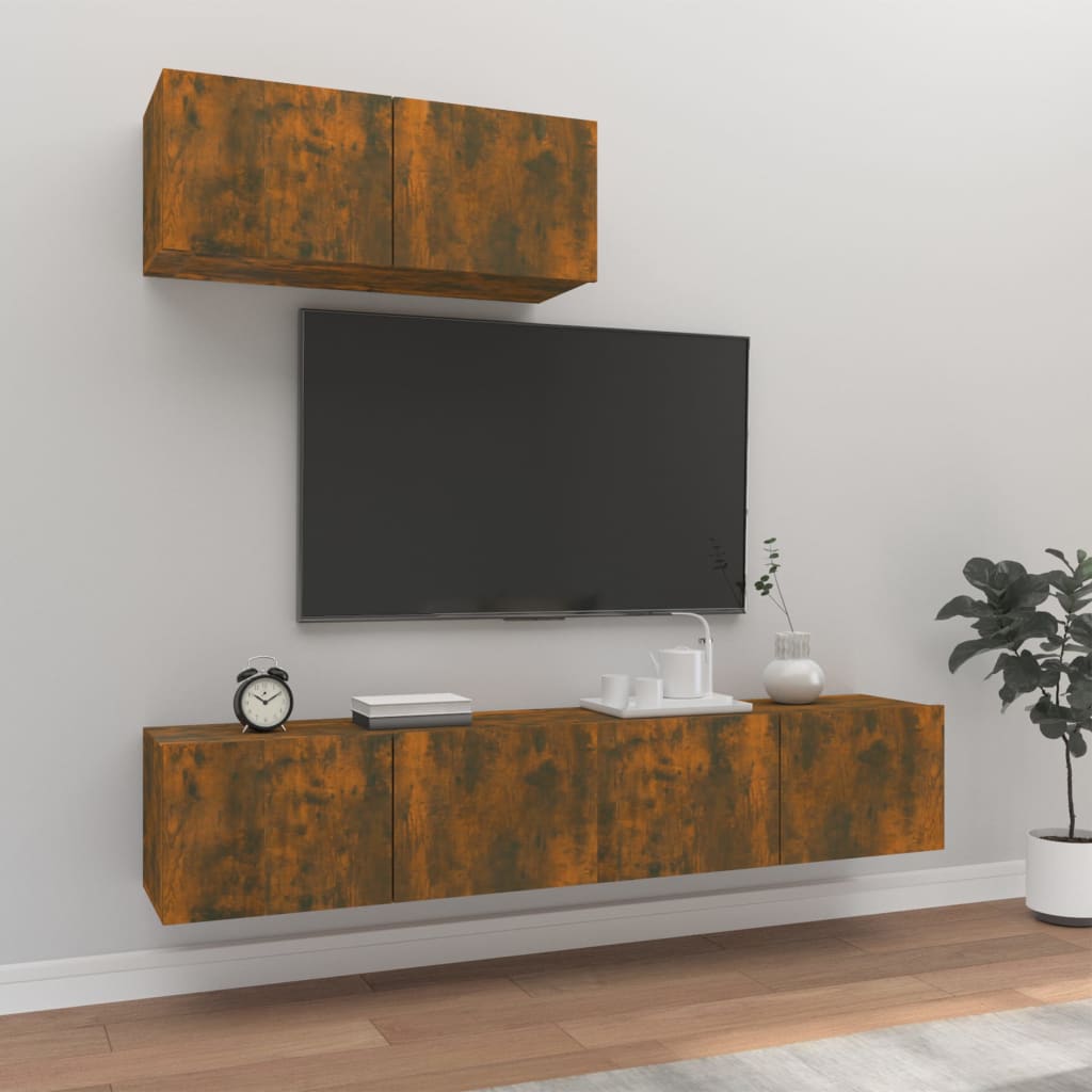 3 Piece TV Stand Set White Engineered Wood