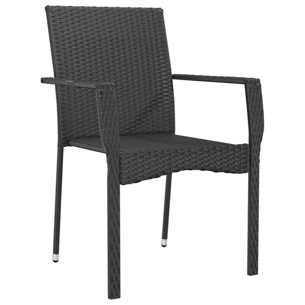 Patio Chairs with Cushions 2 pcs Poly Rattan Black