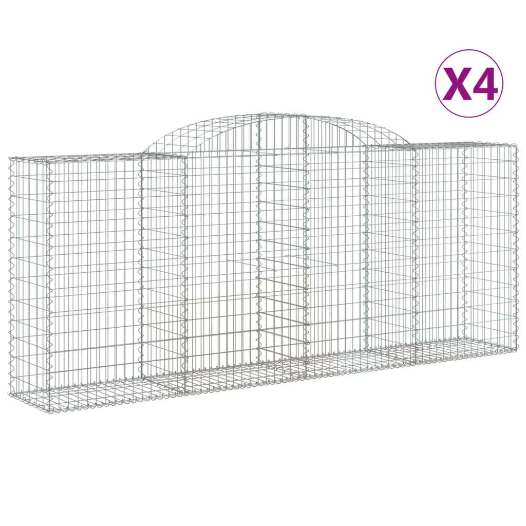 Arched Gabion Baskets 4 pcs 118.1"x19.7"x47.2"/55.1" Galvanized Iron