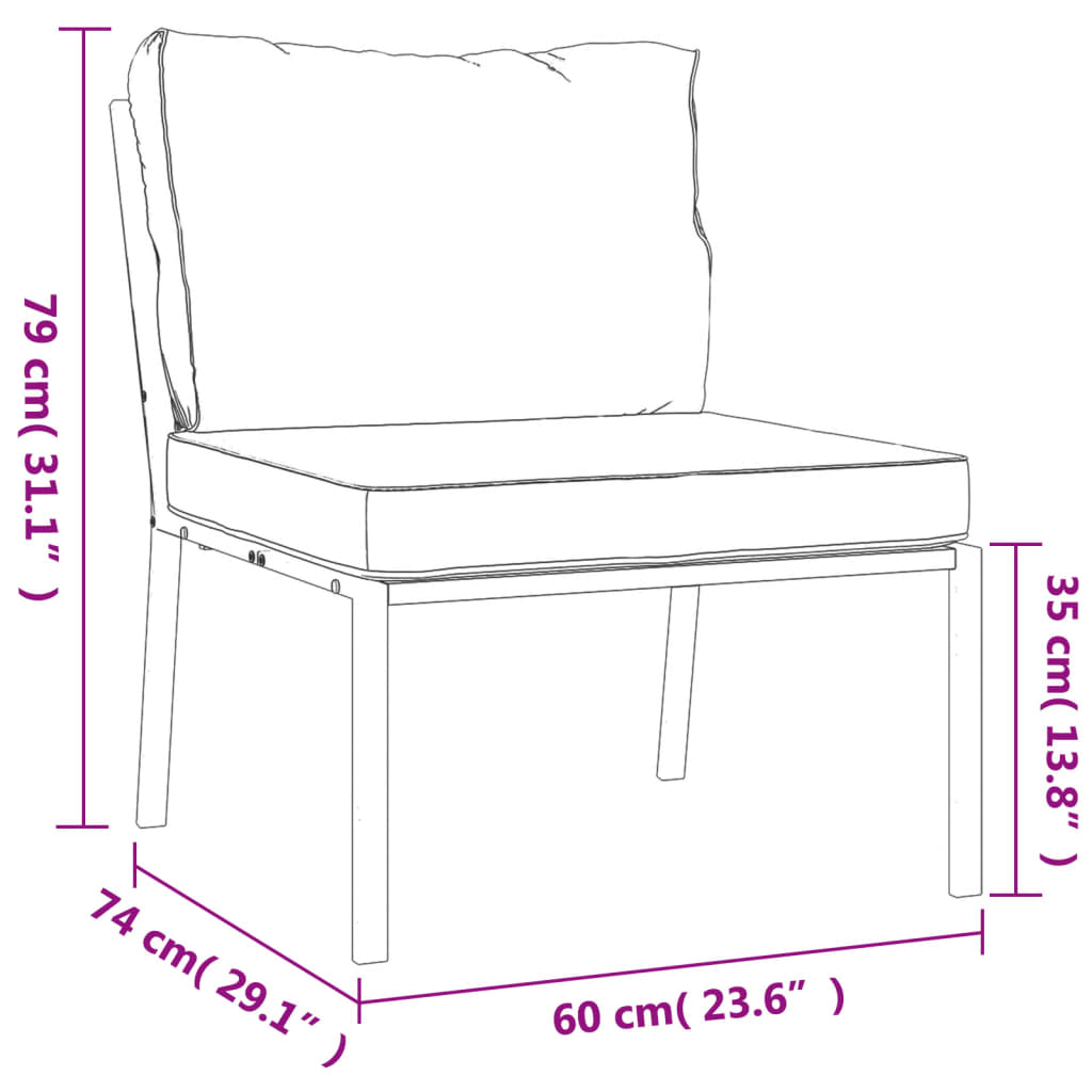 5 Piece Patio Lounge Set with Sand Cushions Steel