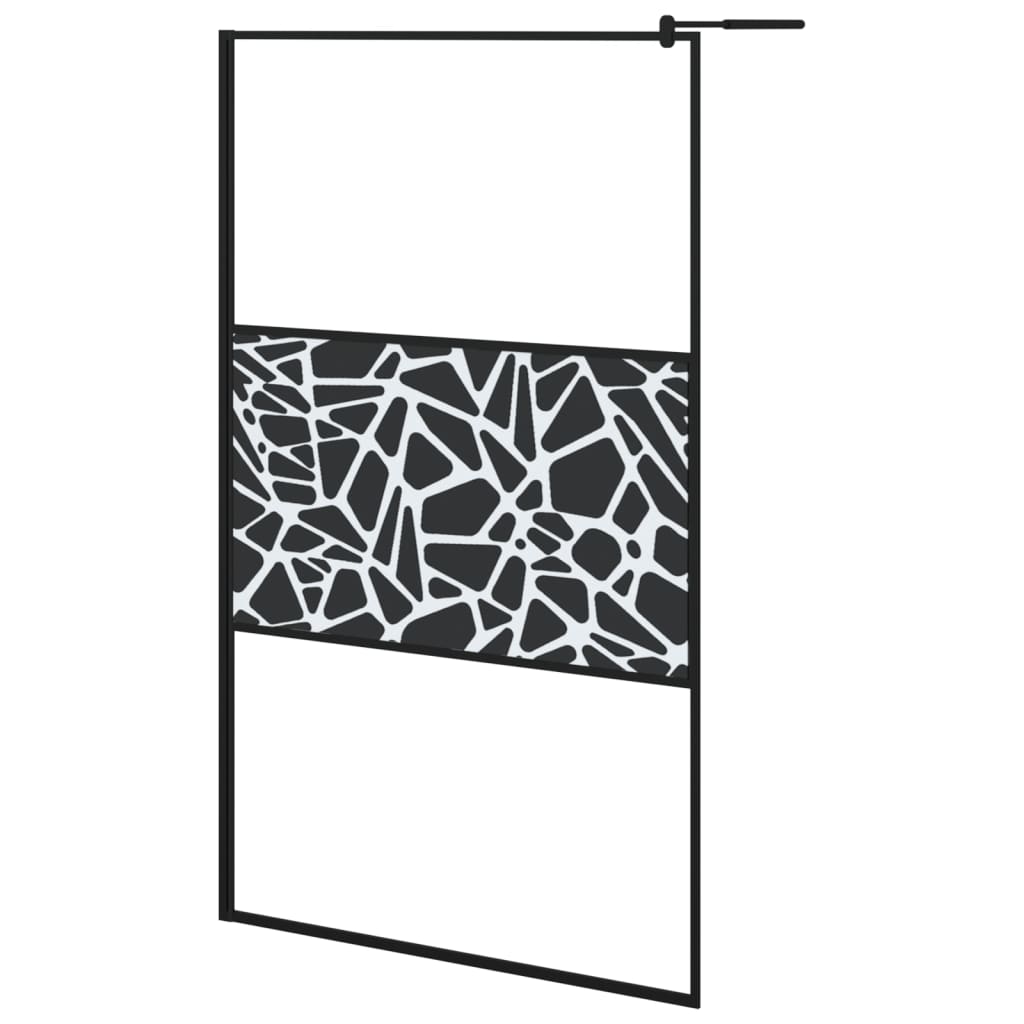 Walk-in Shower Wall with Shelf Black 45.3"x76.8" ESG Glass&Aluminum