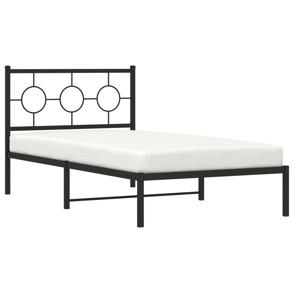 Metal Bed Frame without Mattress with Headboard Black 39.4"x78.7"