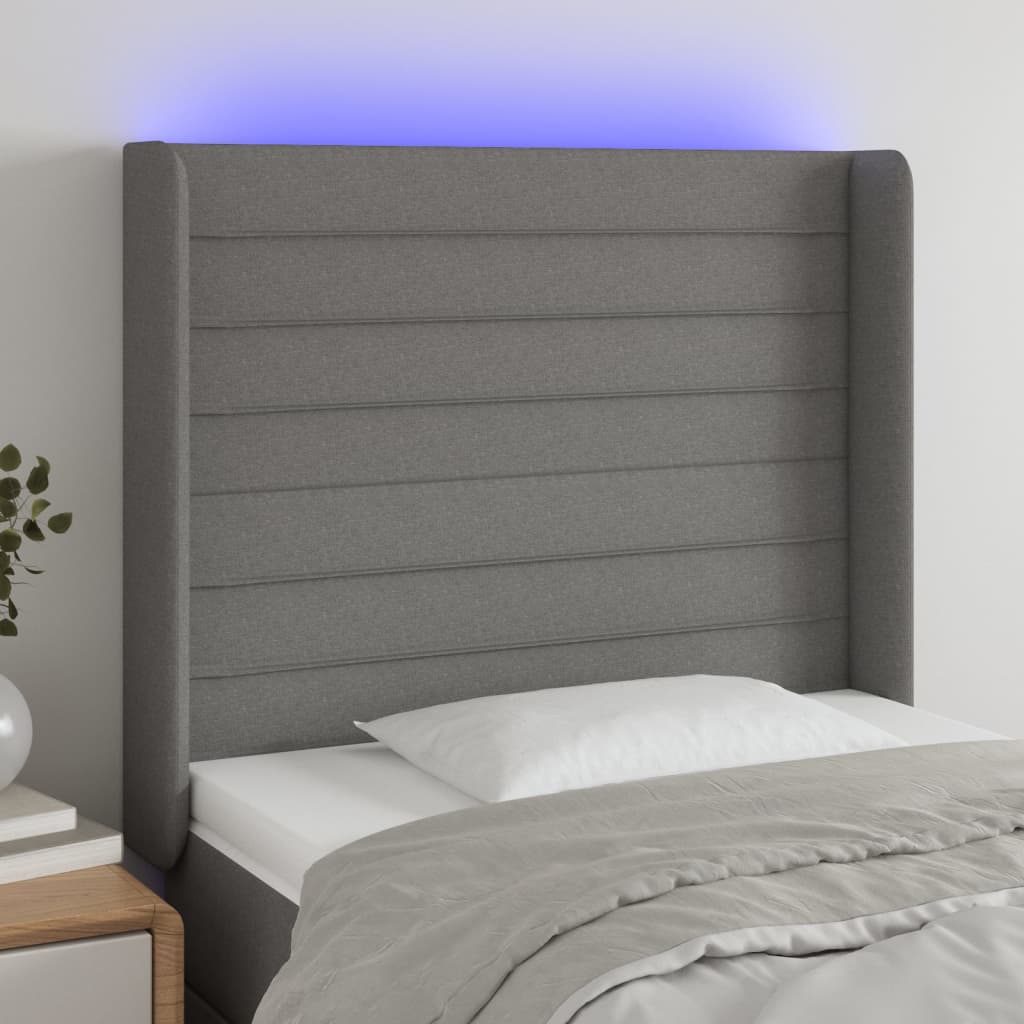 LED Headboard Light Gray 64.2"x6.3"x30.7"/34.6" Fabric