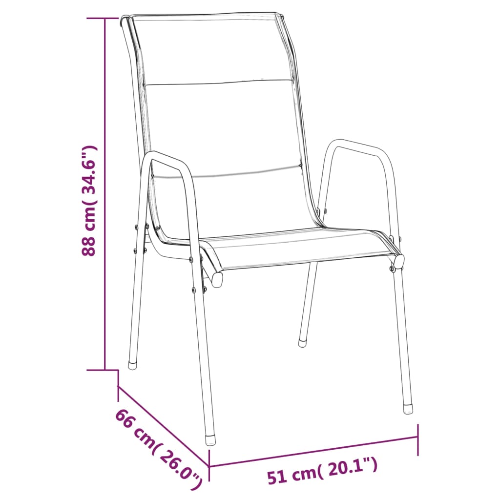 Patio Chairs 2 pcs Steel and Textilene Black