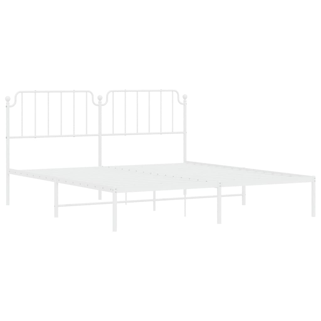 Metal Bed Frame without Mattress with Headboard White 72"x83.9"