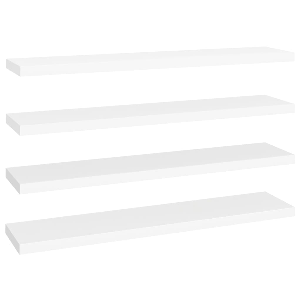 Floating Wall Shelves 4 pcs White 47.2"x9.3"x1.5" MDF