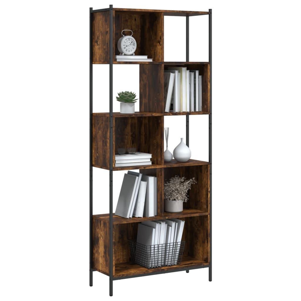 Bookcase Smoked Oak 28.3"x11"x67.7" Engineered Wood