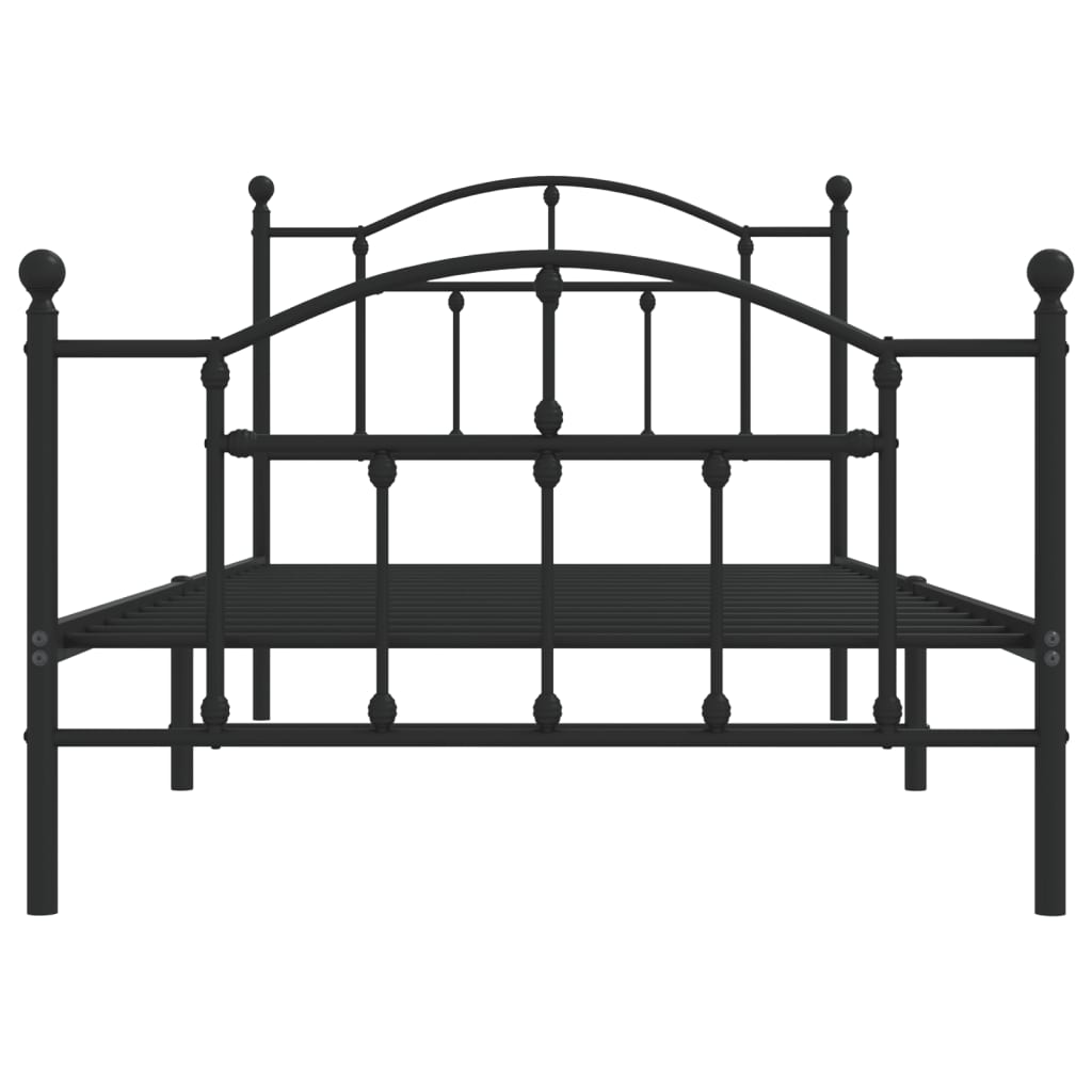 Metal Bed Frame without Mattress with Footboard Black 39.4"x74.8"